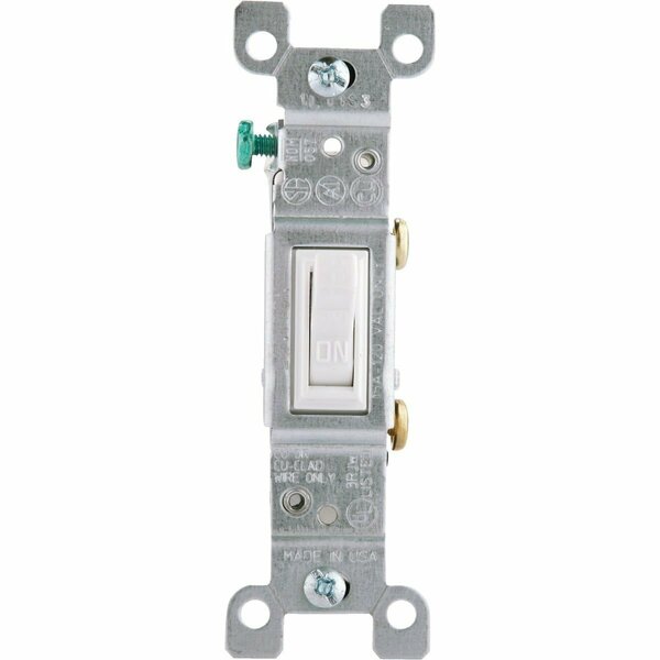 Leviton Residential Grade 15 Amp Toggle Single Pole Grounded Switch, White 682-01451-WCI